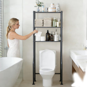 Livilord towels and toiletries over-the-toilet shelves keep essentials reachable.