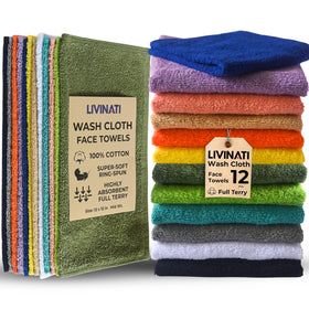 LIVINATI wash cloths with soft-absorbent texture for a gentle daily cleanse.