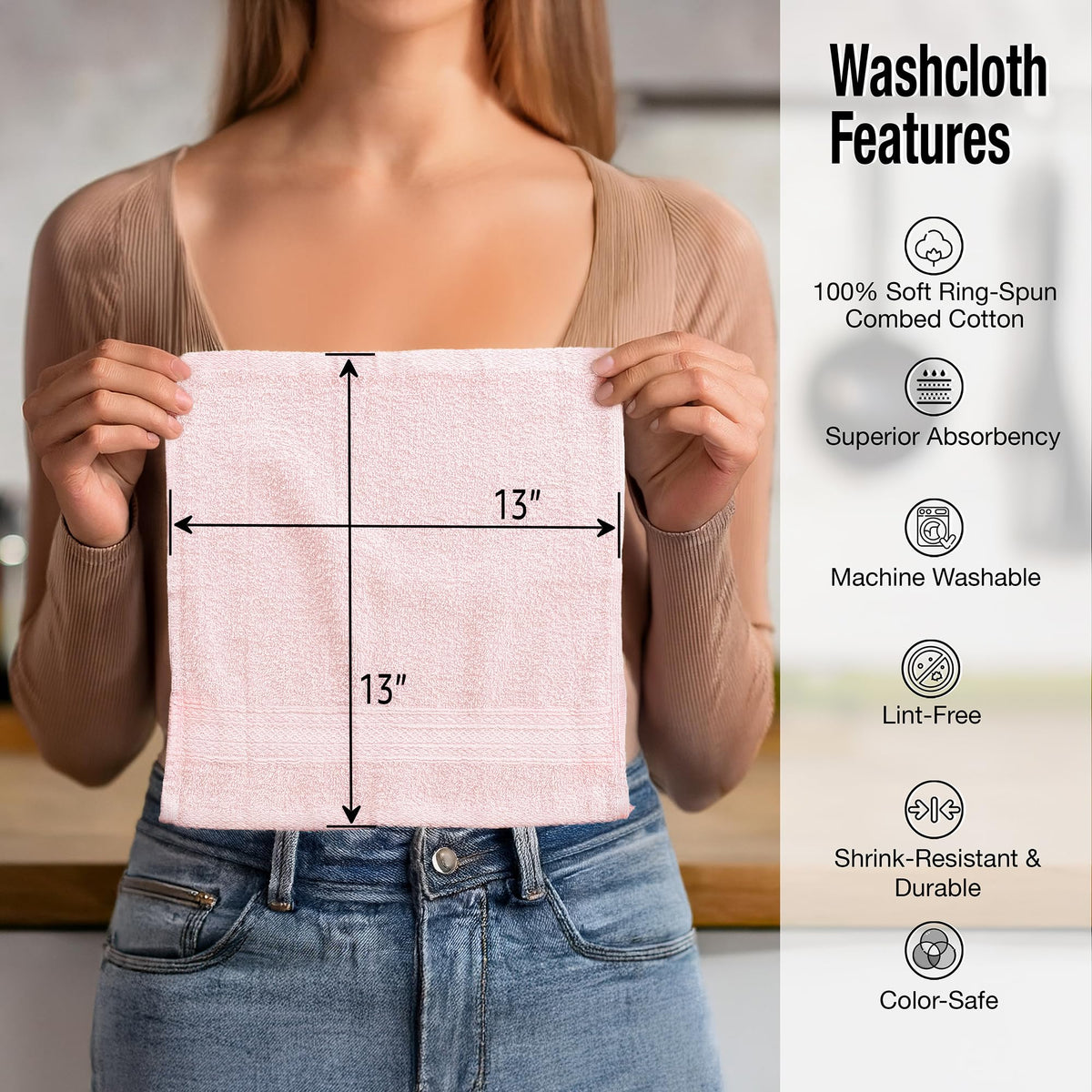 Living Fashions Luxurious Washcloths: 100% ring-spun cotton for lasting softness