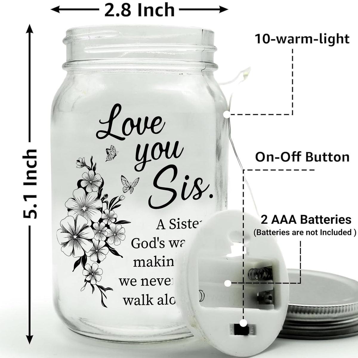 Livinges gift with birthday quote jar lights ideal for celebrating a sister