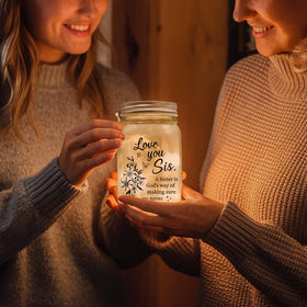 Livinges mason jar night light with LED strings creates cozy evenings