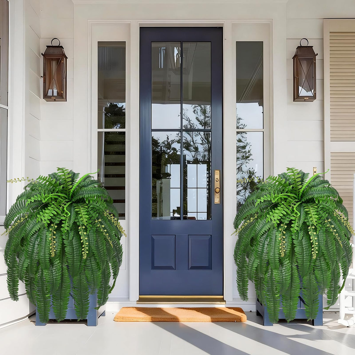 Livole 2pcs 67-inch fake ferns for outdoors create an instant lush focal point.