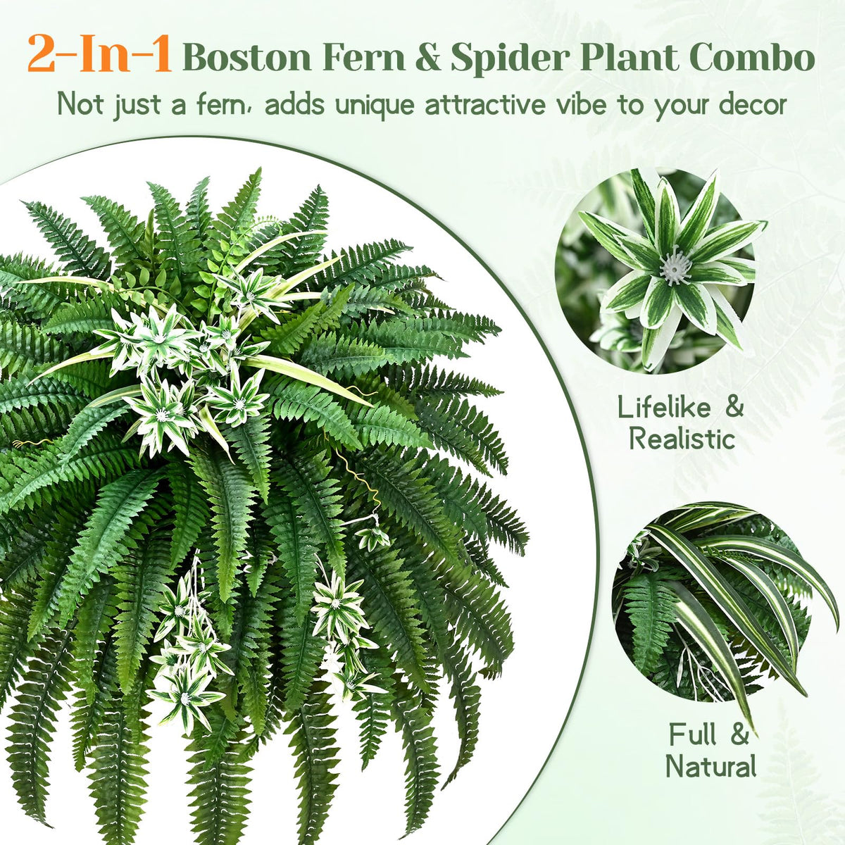 Livole giant outdoor fern display provides a bold focal point for patios.