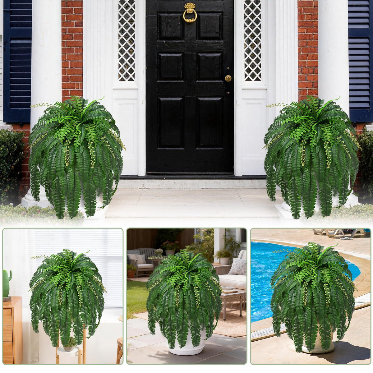 Livole large hanging fern decor for porch, balcony, or patio.