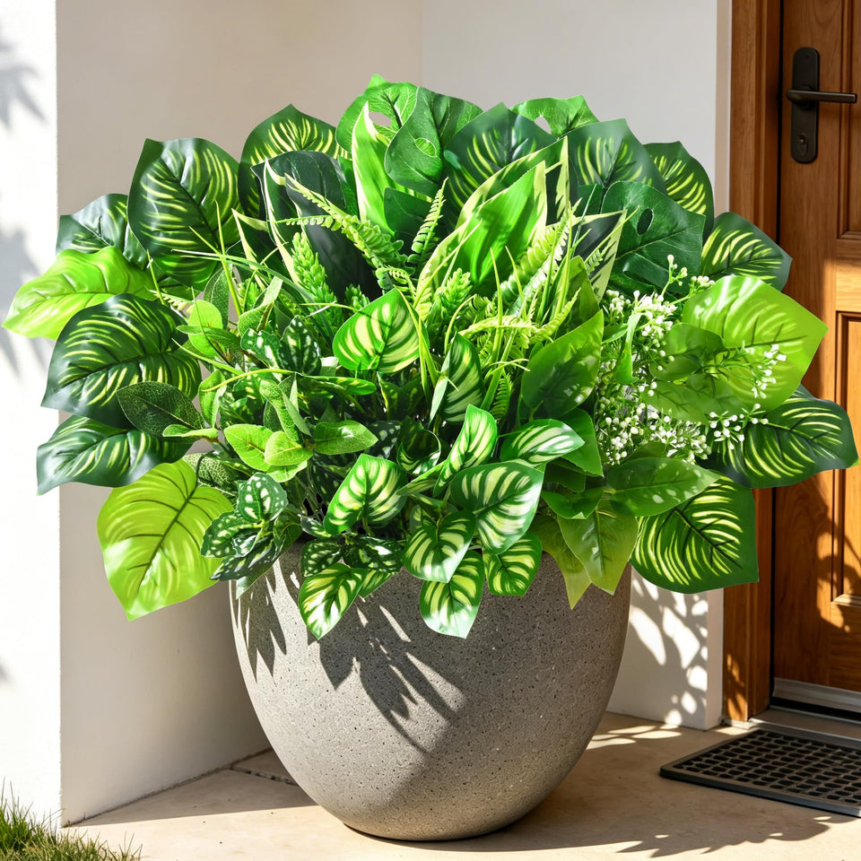 Livole outdoor artificial plants 12pcs: lush, maintenance-free greenery for patios.