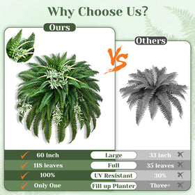 Livole ultra-realistic fern fronds in a 60-inch artificial display.
