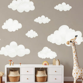 Liwo cloud decals in soft tones create a calm learning space.