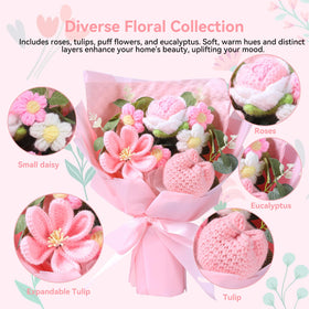 LIXUNIANCHEN puff flower crochet bouquet showcases vibrant layers and lasting color.