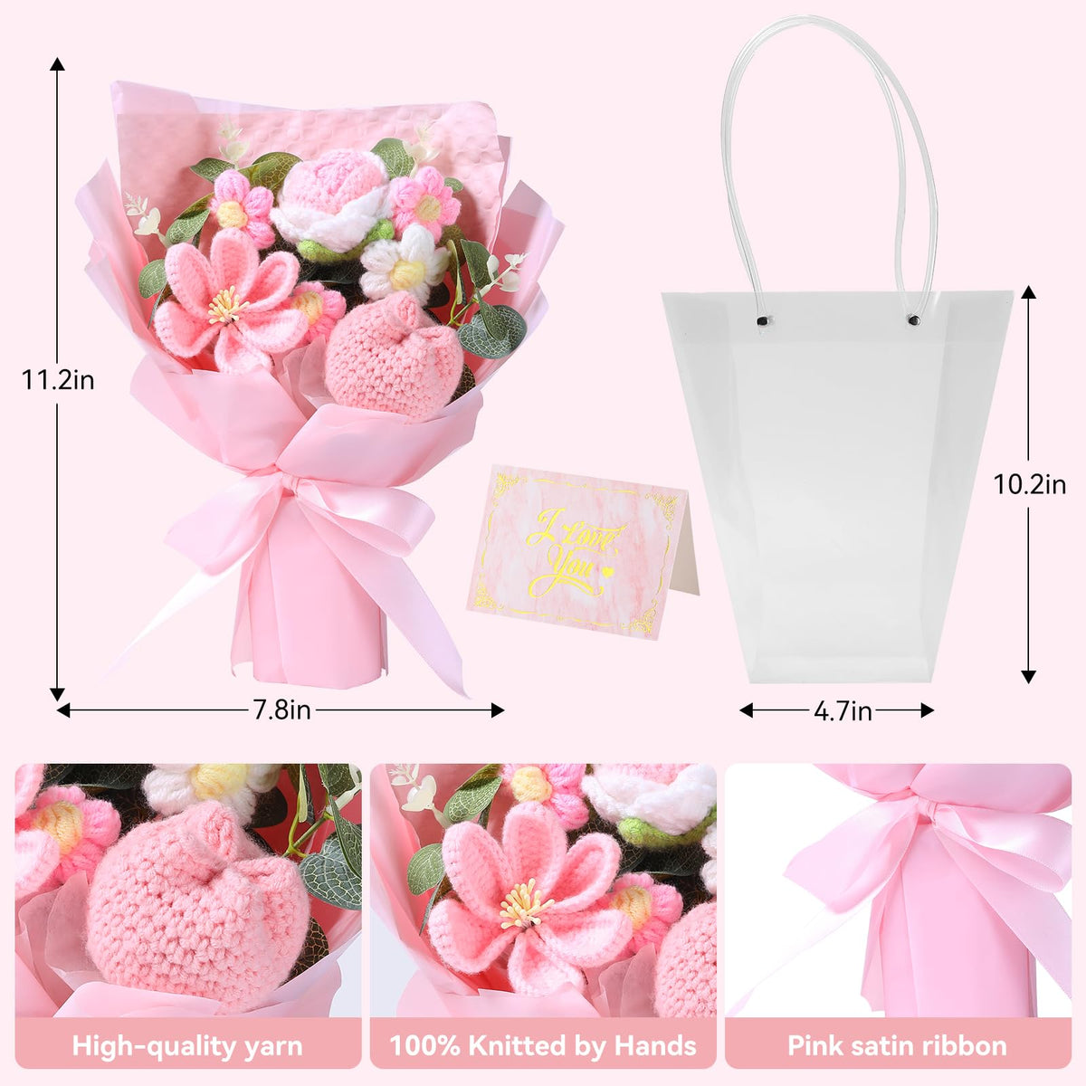 LIXUNIANCHEN tulip crochet bouquet with soft hues for cozy home decor.