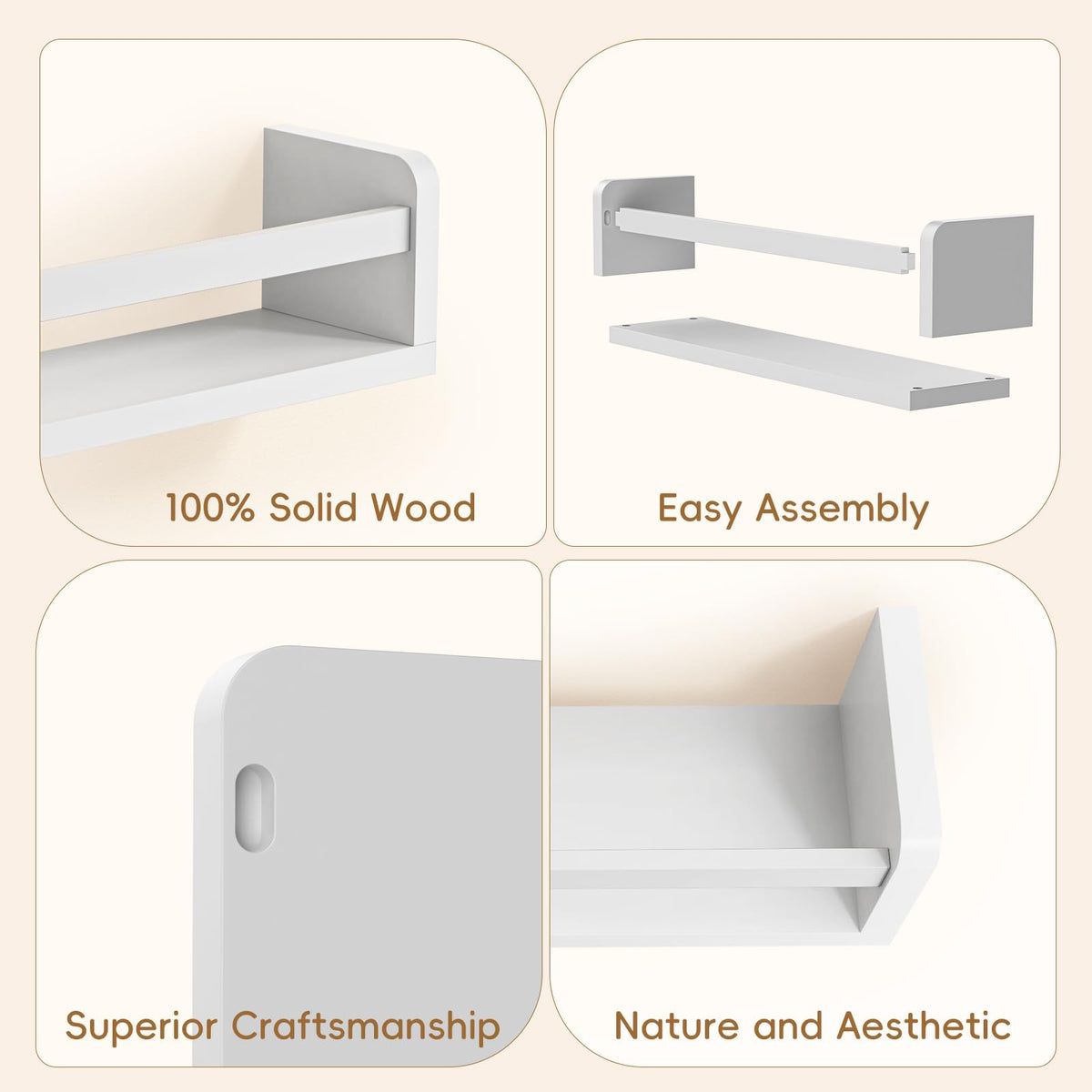 Lizgaho sturdy brackets provide secure wall mounting for kids shelves