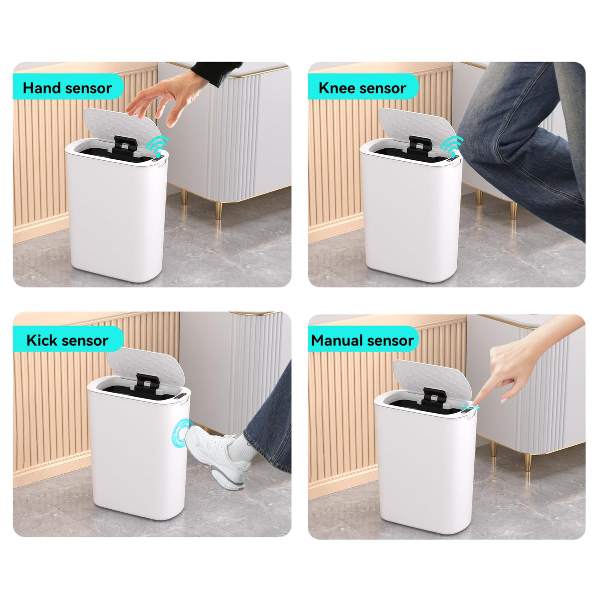 LJIACLEA kitchen trash bin designed for touchless waste management