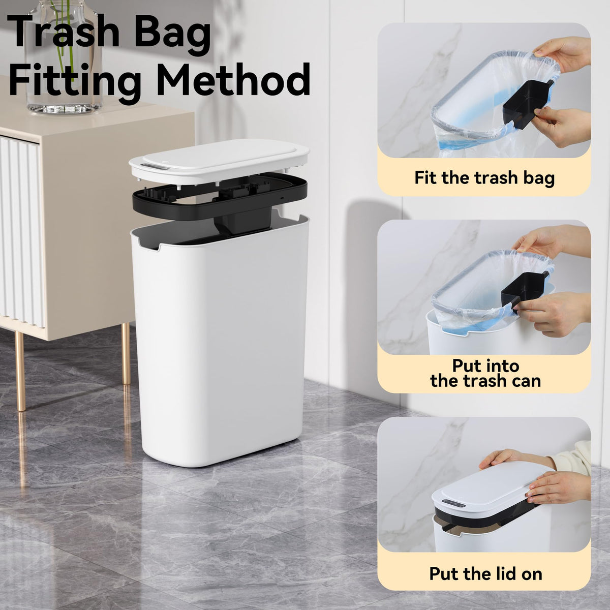Slim design of LJIACLEA trash bin saves space in tight areas