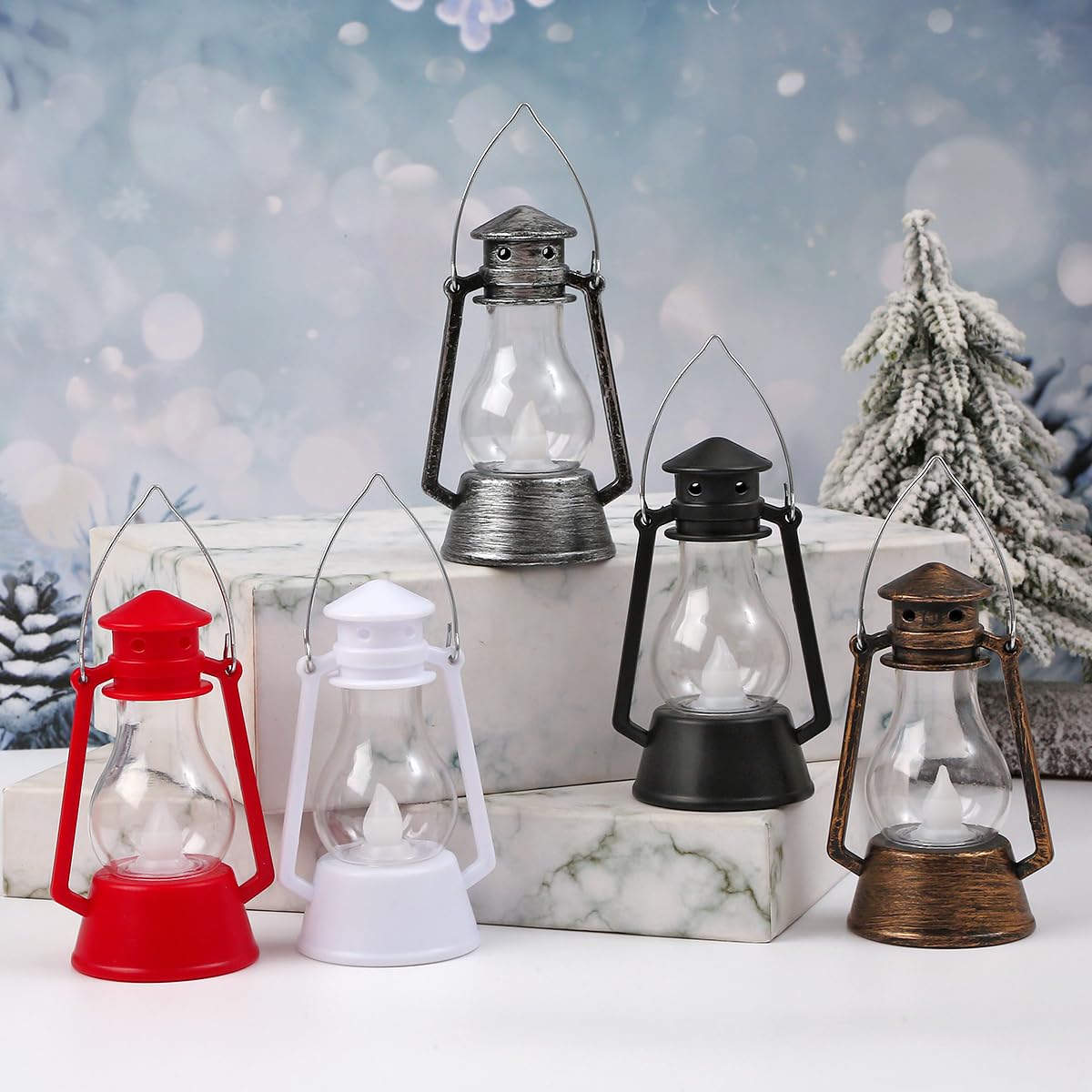 LJQizn flameless candle lantern battery-powered for safe ambient light