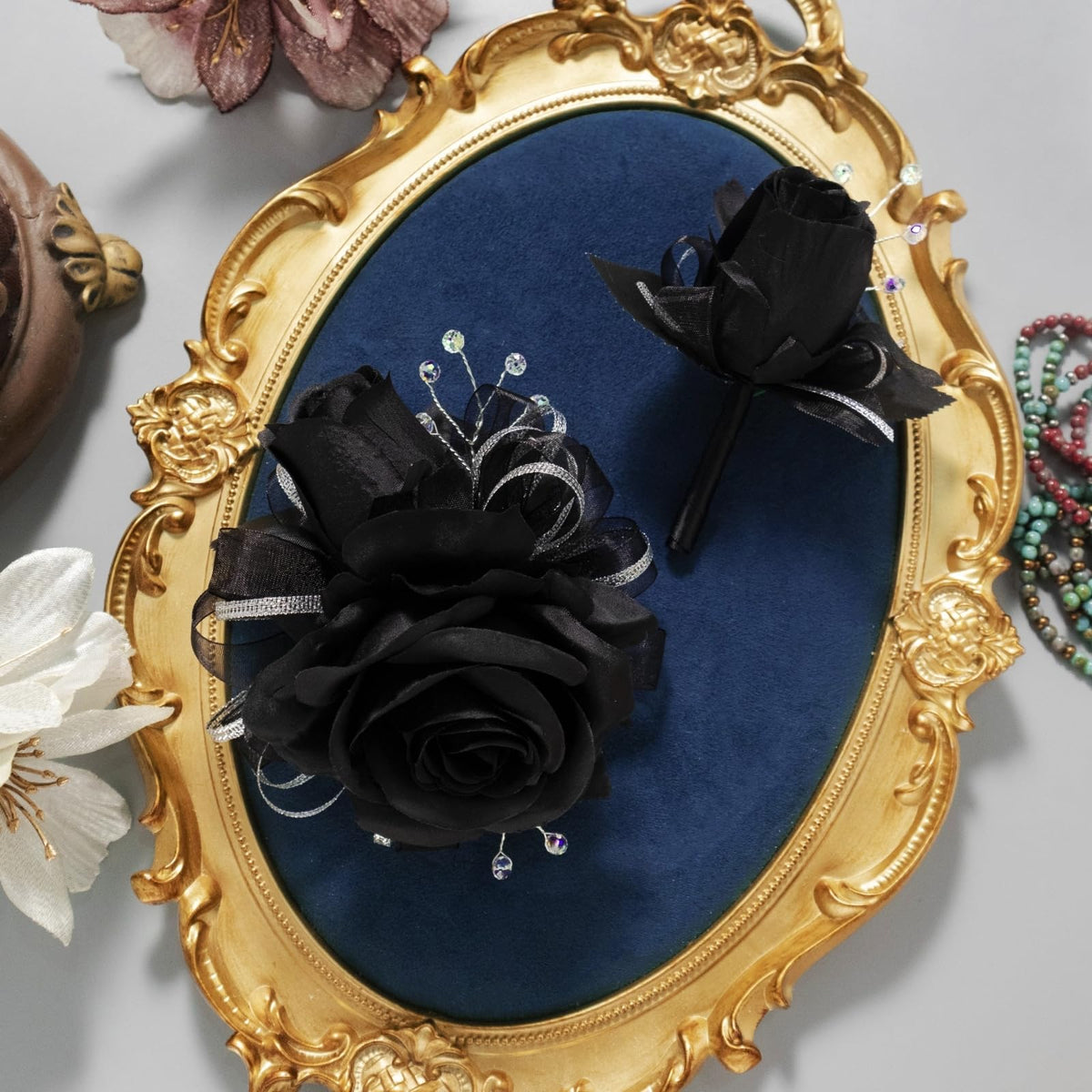 LKBK wrist corsage silk petals resembling real flowers.