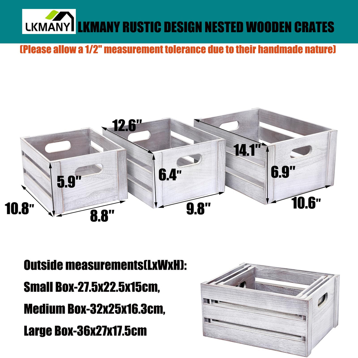 LKMANY Storage Crates: large box, sturdy and decorative for living room or kitchen.