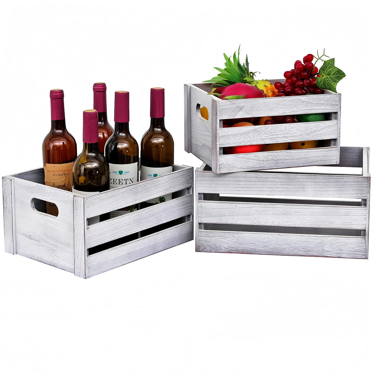 LKMANY Storage Crates: small wooden box with rustic finish, perfect for compact desk organization.