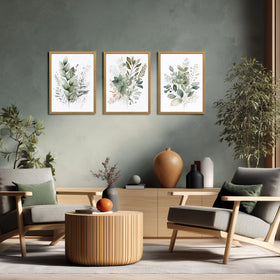 LLEEMPI sage green wall art set 3 frame detail highlighting premium craftsmanship