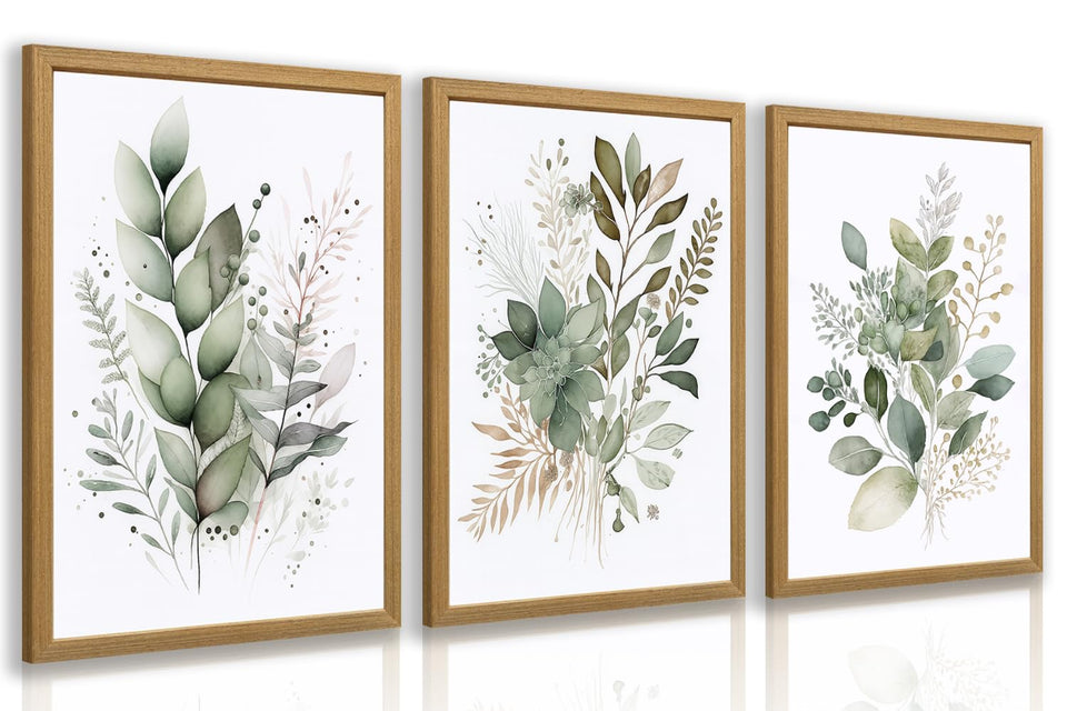 LLEEMPI sage green wall art set 3 group shot for cohesive living room decor