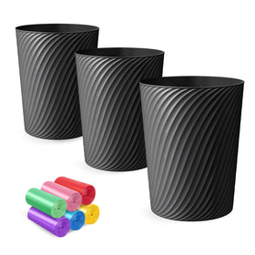 LLNTOU small trash can trio with curved design for a modern, tidy look.