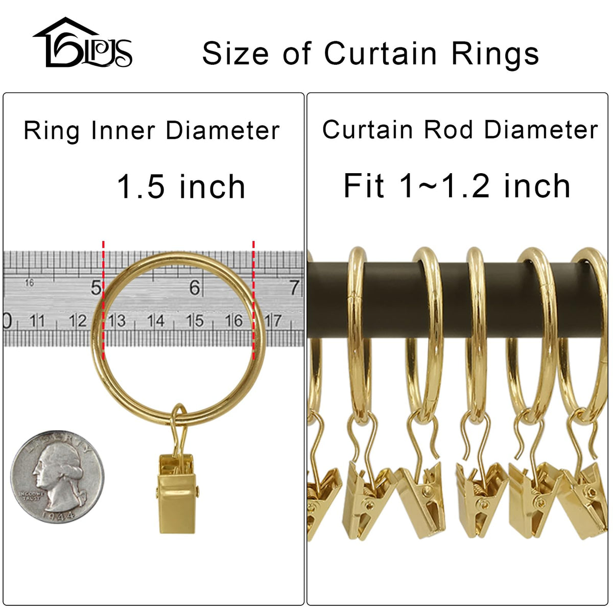 LLPJS 1.5-inch inner diameter rings fit rods up to 1.2 inches.