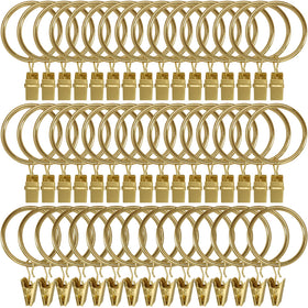 LLPJS 60-pack gold curtain rings with clips set for easy hanging and secure grip.