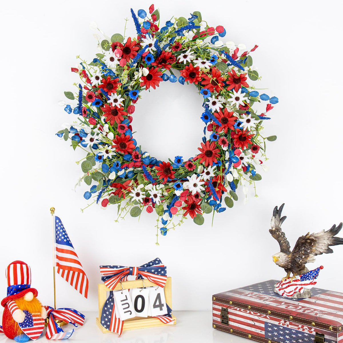 LLZLL wreath featuring blue lavender accents conveying resilience and pride
