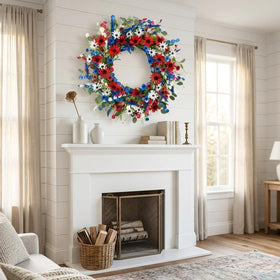 LLZLL 22-inch wreath fits standard front doors for a bold holiday welcome