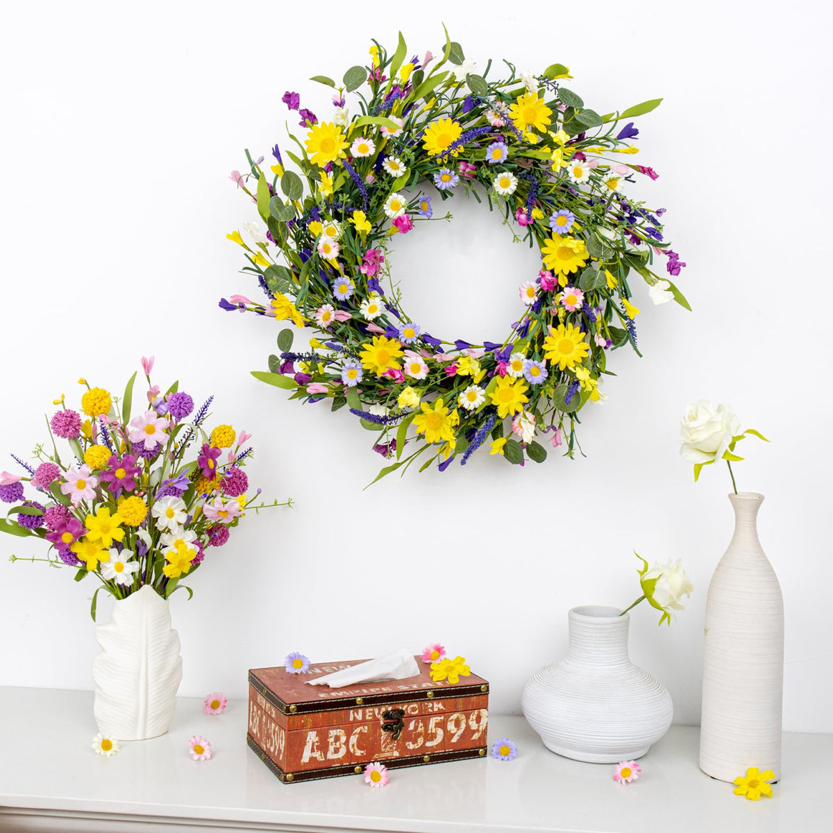 LLZLL spring wreath designed for indoor or outdoor use with low maintenance