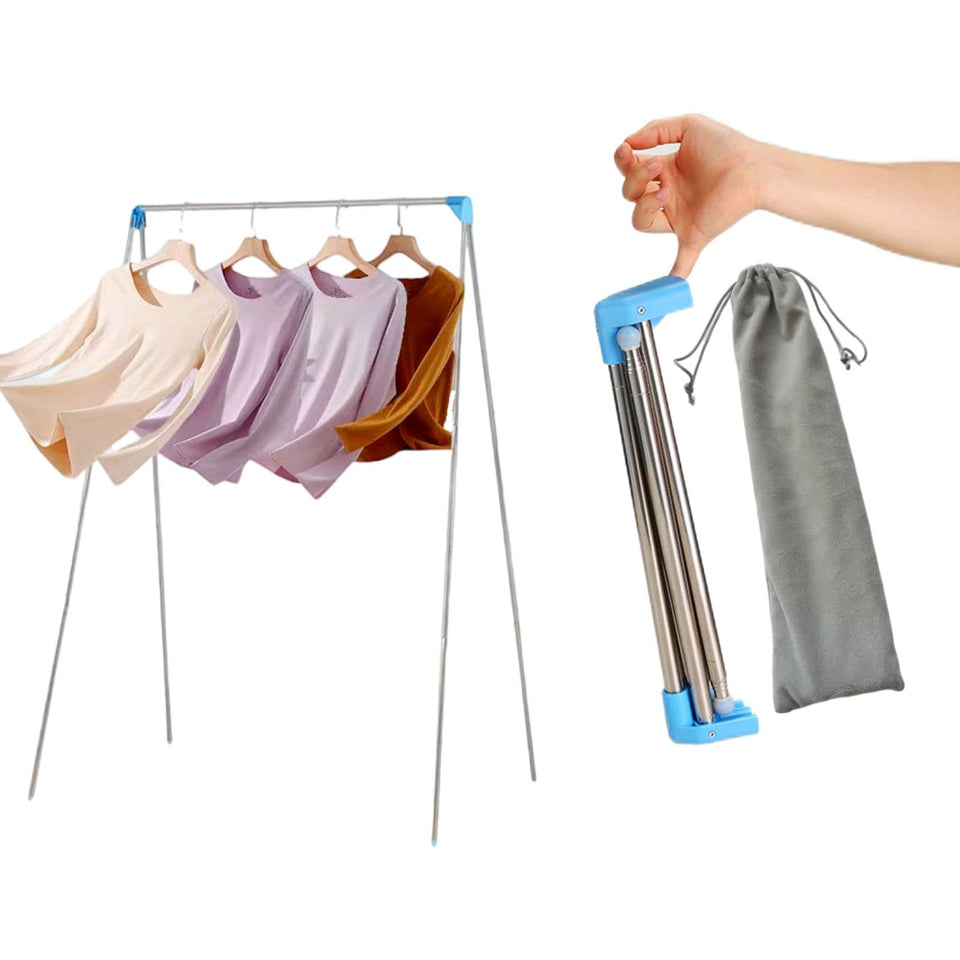 Lmaray portable garment rack folded compactly for travel storage.