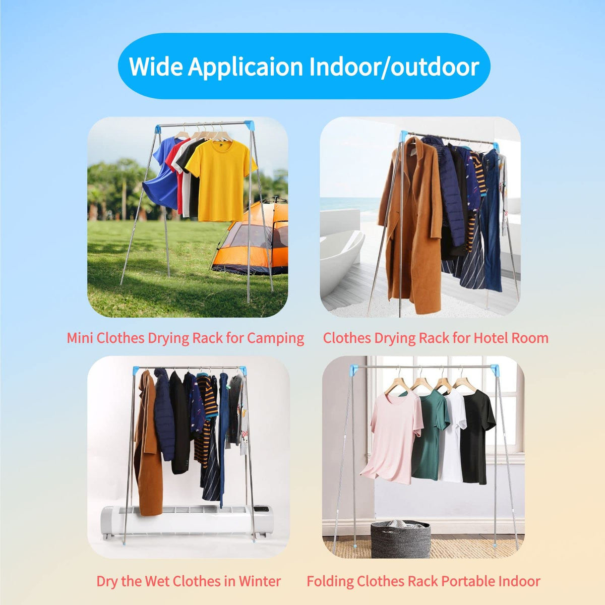 Lmaray portable travel garment rack extended top bar shows adjustable height for various items