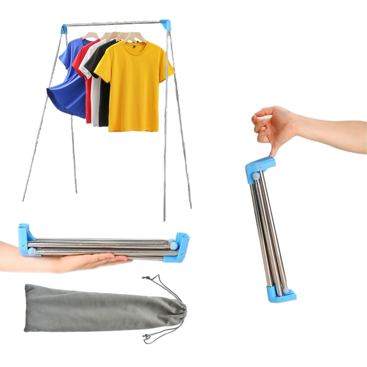 Lmaray portable travel garment rack folded for compact packing and easy transport