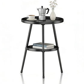 LMGVRZK 2-Tier round side table with compact design for small spaces.
