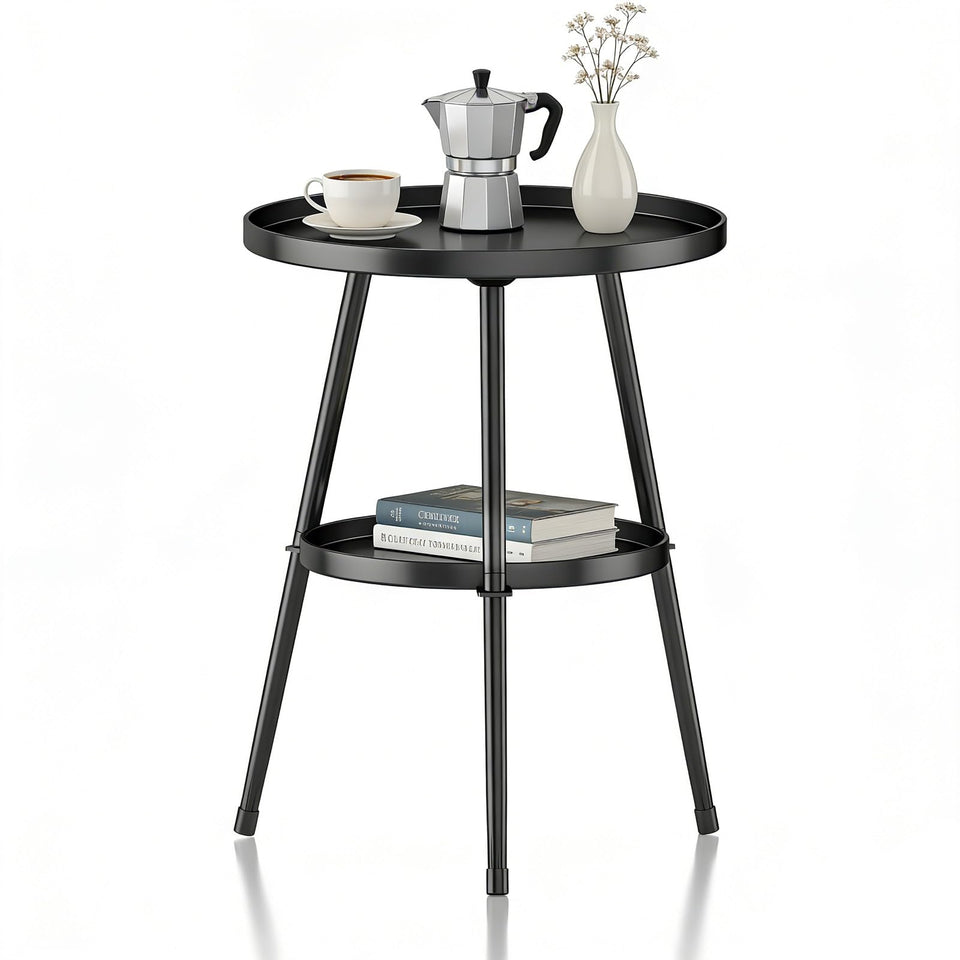 LMGVRZK 2-Tier round side table with compact design for small spaces.