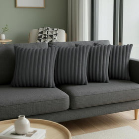 LMKLOP dark gray throw pillow cover with silky faux fur texture for cozy living room decor.