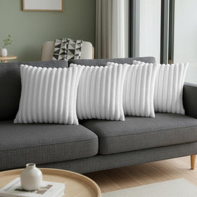 LMKLOP white faux fur pillow cover close-up texture for couch or bed