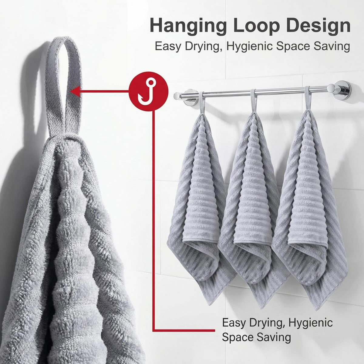 LMMINBZ microfiber hand towel grey for lint-free kitchen drying