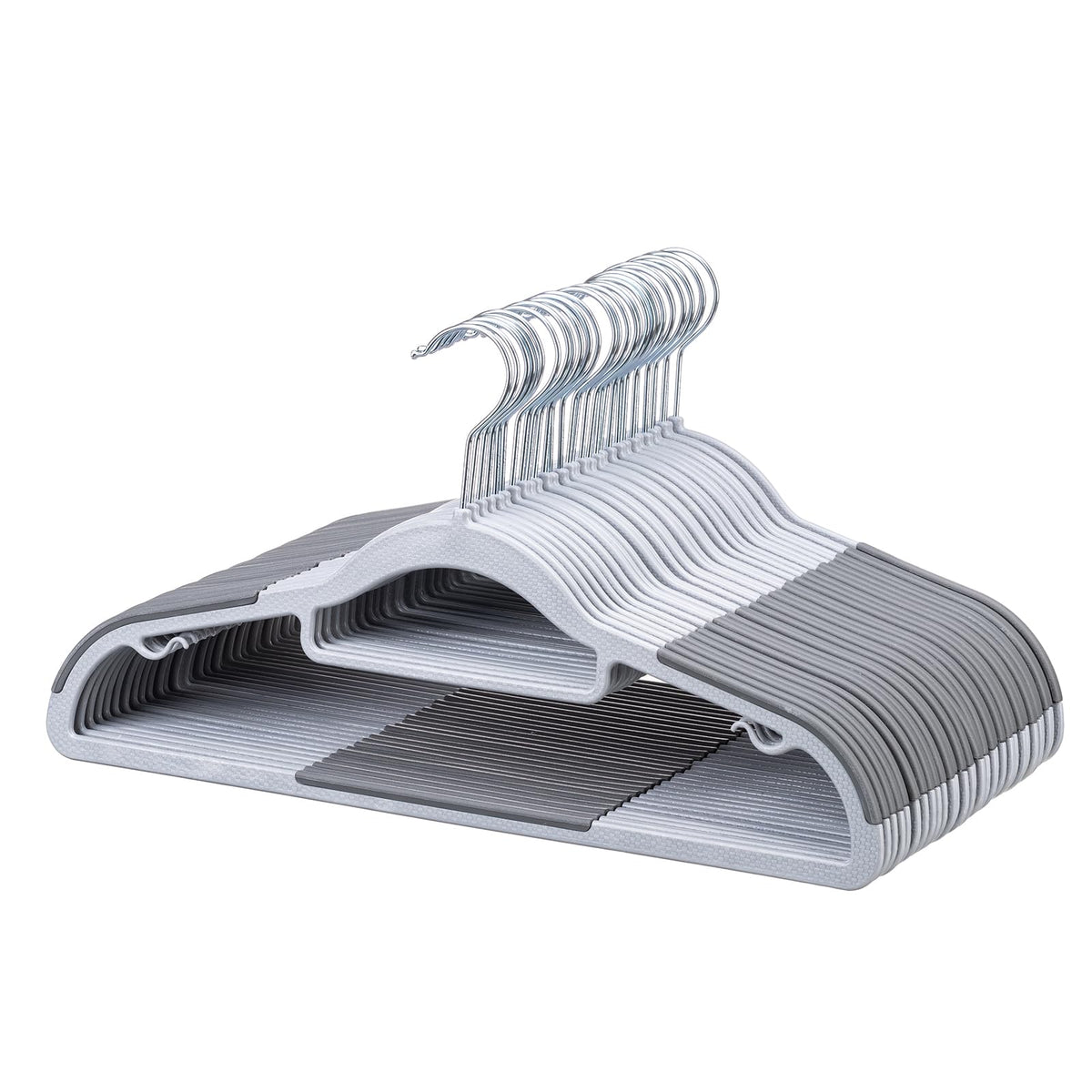 LMTrystFit 30-pack plastic hangers with space-saving slim design for compact closets.