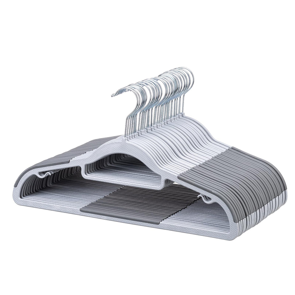 LMTrystFit 30-pack plastic hangers with space-saving slim design for compact closets.