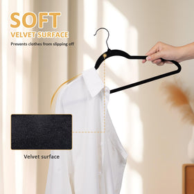 LMTrystFit black velvet finish helps preserve garments without shedding fibers.