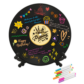 LMVIYAN vinyl record guestbook featuring a Happy Birthday design for guest messages