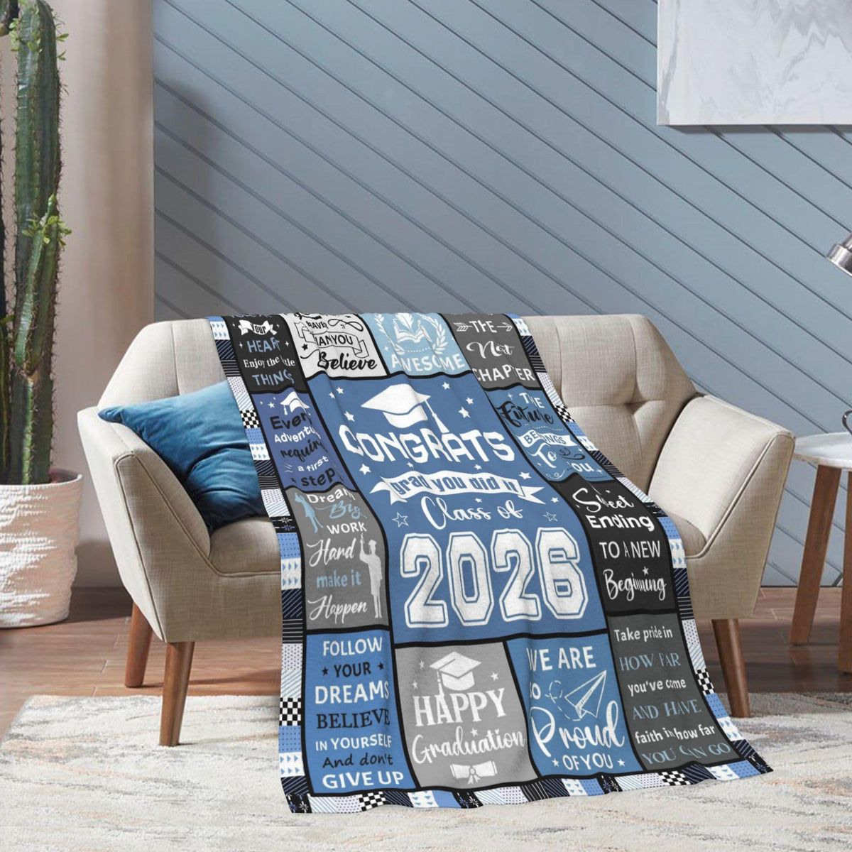 LNKRFRPA graduation blanket folded to travel size, ready for adventures.