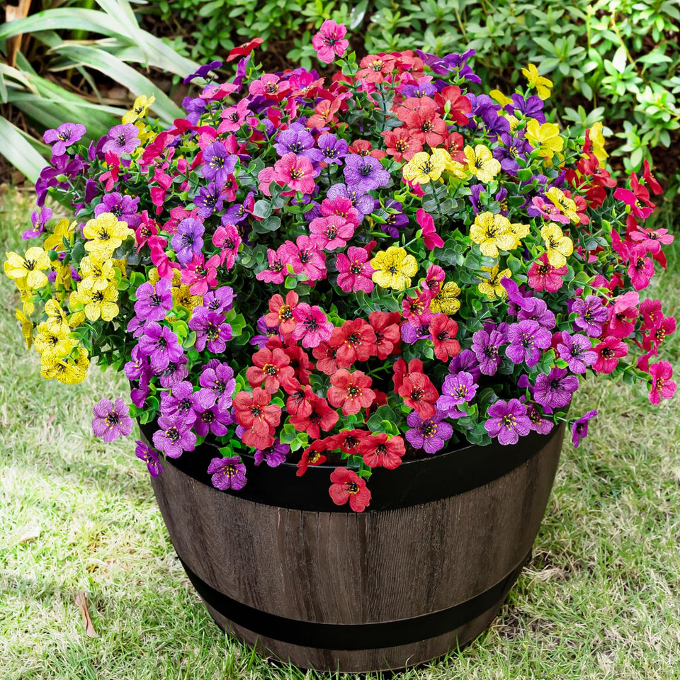 Lnoicy artificial eucalyptus flowers for outdoor porch decor.