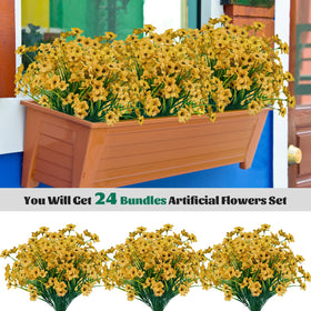 Lnoicy backyard yellow artificial flowers stay colorful without sun or water