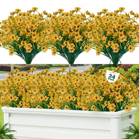 Lnoicy outdoor yellow artificial flowers brighten porches with low maintenance