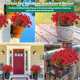 Lnoicy red artificial flowers for doorway and walkway decor.