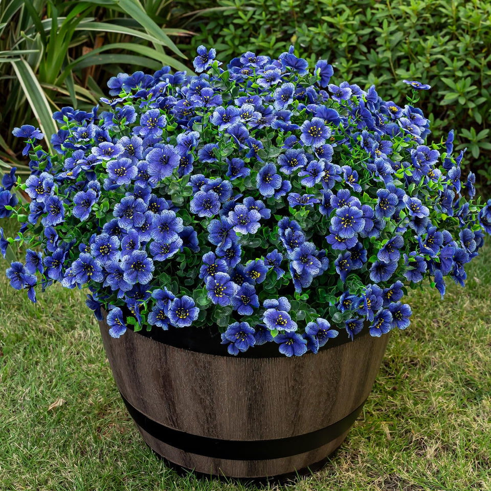 Lnoicy blue eucalyptus artificial flowers for outdoor spaces with lifelike detail and UV resistance.