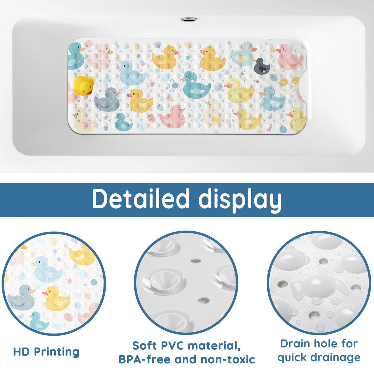 Lnond mat with strong suction cups grips tub surfaces securely