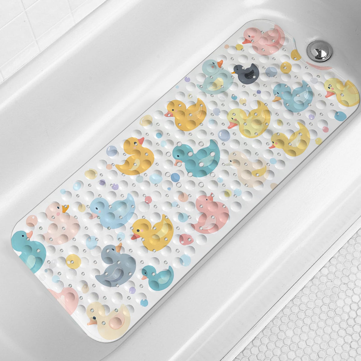 Lnond bath mat covers the full tub for safer baths