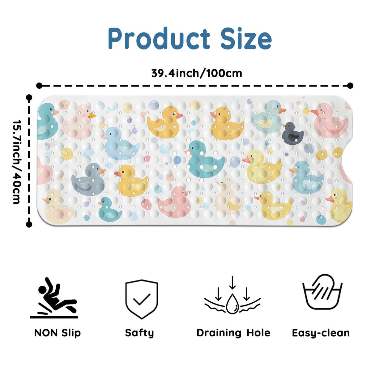 Lnond kids bath mat with playful cartoon duck design