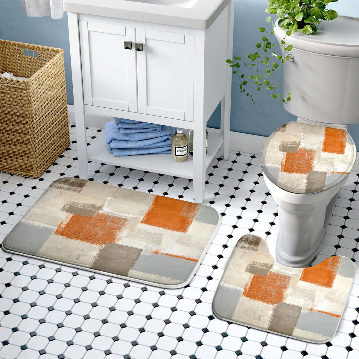 Lnond orange non-slip bath rug helps prevent slips on wet floors